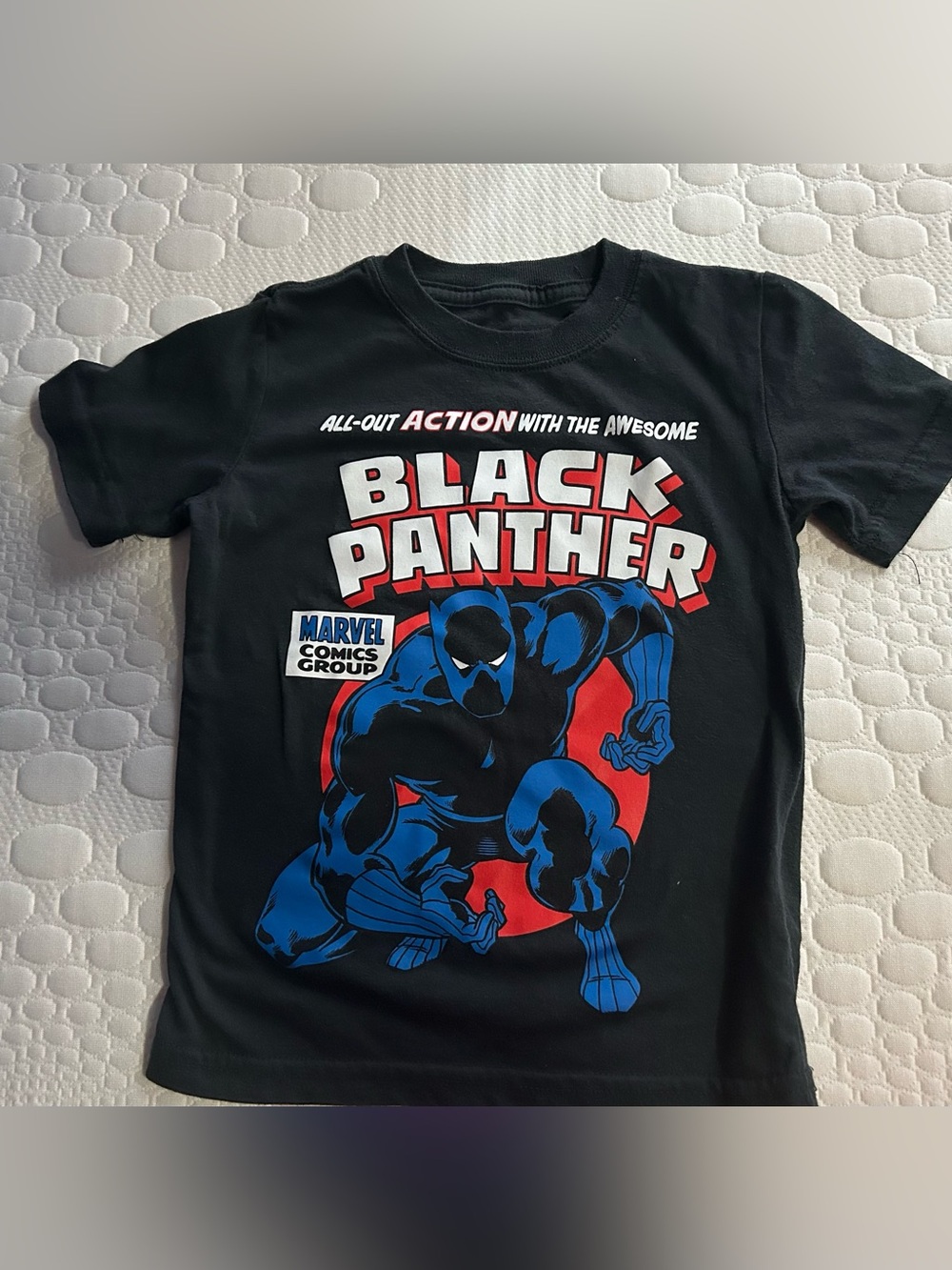 Marvel Black Panther Graphic Tee - Black with Blue & Red Art